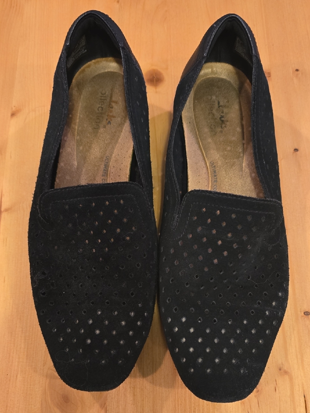 Black Perforated Suede Slip-On Loafers - Comfortable Casual